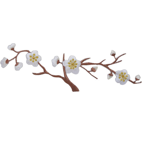 Cherry Blossom Applique Patch - Branch, Flower, Tree Badge 5.75" (Iron on) - Patch Parlor