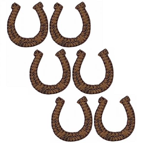 Brown Horseshoe Applique Patch - Horse Cowboy Western Badge 1" (6-Pack, Iron on)