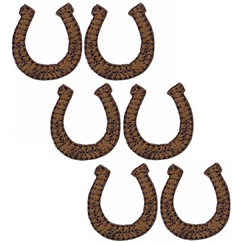 6-Pack Horseshoe Applique Patch - Horse Cowboy Western Brown Embroidered Badge 1" (Iron on)