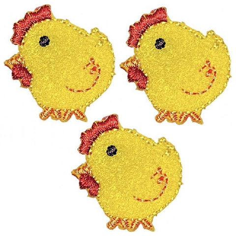 Mini Chick Applique Patch - Baby Chicken, Farm Badge 1-1/8" (3-Pack, Iron on)