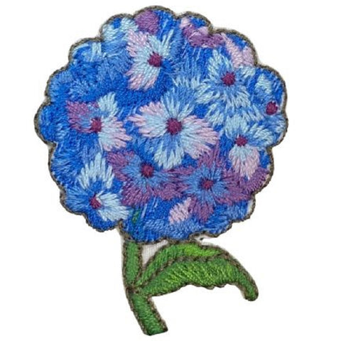 Hydrangea Applique Patch - Flower, Bloom, Gardening Badge 1.75" (Iron on) - Patch Parlor