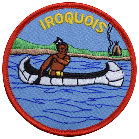 Iroquois Patch - Canoe, Indian, Native American Badge 3" (Iron on) - Patch Parlor