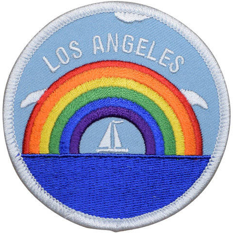 Los Angeles Patch - California, Rainbow, Sailboat, Sailing Badge 3" (Iron on) - Patch Parlor