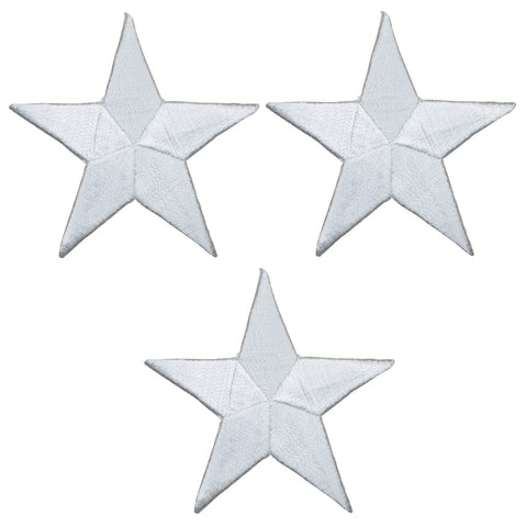 Star Applique Patch - White 2.25" (3-Pack, Iron on) - Patch Parlor