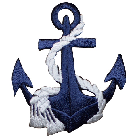 Anchor & Rope Applique Patch - White/Navy Blue Nautical Badge 2.5" (Iron on) - Patch Parlor