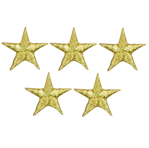 Star Applique Patch - Gold 7/8" (5-Pack, Small, Iron on) - Patch Parlor
