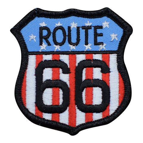 U.S.A. Route 66 Patch - United States, Stars Stripes, US Badge 2.5" (Iron on) - Patch Parlor