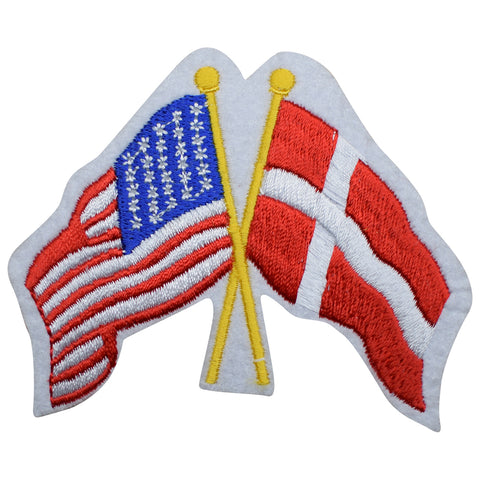 Denmark and USA Patch - United States, Nordic Flags 3-7/8" (Iron on) - Patch Parlor