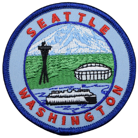 Seattle Patch - Washington Ferry, Mt Rainier, The Needle, Football Stadium 3" (Iron on) - Patch Parlor