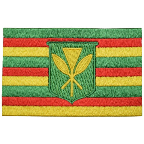 Kanaka Maoli Hawaii Patch - HI Flag, Pacific Islands Badge 3.5" (Iron on) - Patch Parlor