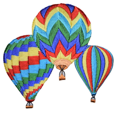 Hot Air Balloons Applique Patch - Three Balloon Badge 3-3/8" (Iron On) - Patch Parlor
