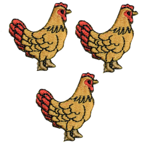 Chicken Applique Patch - Hen, Farmer Badge 1.5" (3-Pack, Iron on) - Patch Parlor