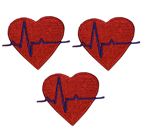 Electrocardiogram EKG Applique Patch - Doctor, Nurse, Heart 2" (3-Pack, Iron on) - Patch Parlor