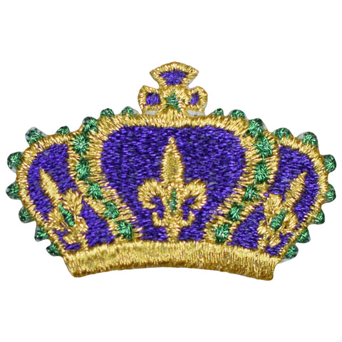 Mini Mardi Gras Applique Patch - Fleur de Lis, Crown of Jewels 2" (Iron on) - Patch Parlor