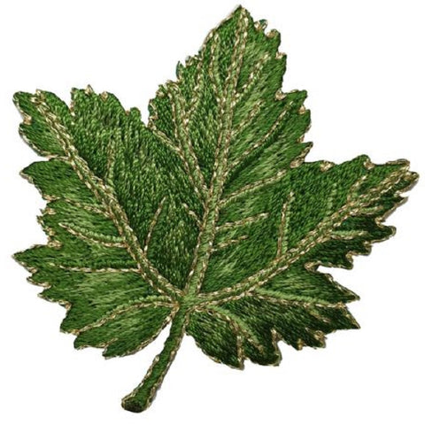 Autumn Fall Leaf Applique Patch - Green, Maple Leaf 2-3/8" (Iron on) - Patch Parlor
