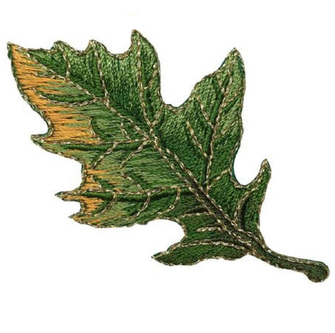 Autumn Fall Leaf Applique Patch - Green Oak Leaf 2-7/8" (Iron on) - Patch Parlor