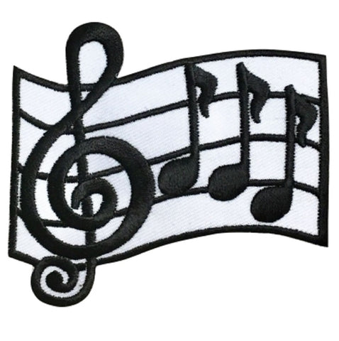 Music Applique Patch -  Bar, Measure, Treble Clef, Quarter Note 2.75" (Iron on) - Patch Parlor