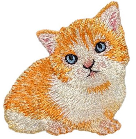 Orange Tabby Cat Applique Patch - Kitten, Kitty, Feline 1-7/8" (Iron on) - Patch Parlor