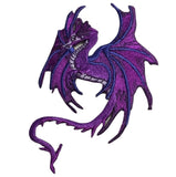 Purple Fantasy Dragon Applique Patch - Good Luck Strength 4" (2-Pack, Iron on)