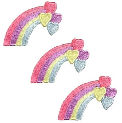 Mini Rainbow Hearts Applique Patch - Pastel Colors 1-3/8" (3-Pack, Iron on) - Patch Parlor