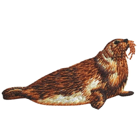Seal Applique Patch - Brown Marine Mammal 3-1/8" (Iron on) - Patch Parlor