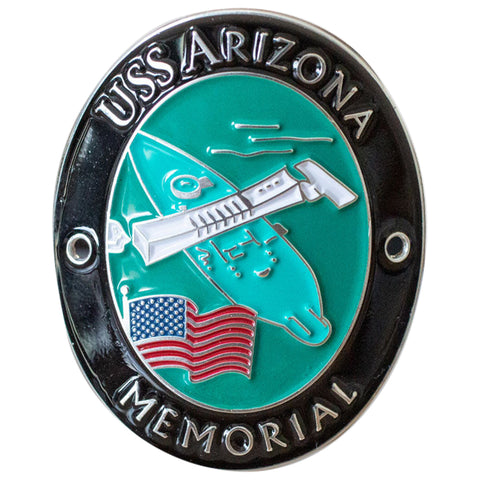 USS Arizona Memorial Walking Stick Medallion - US Navy Pearl Harbor Hawaii Collectors Badge