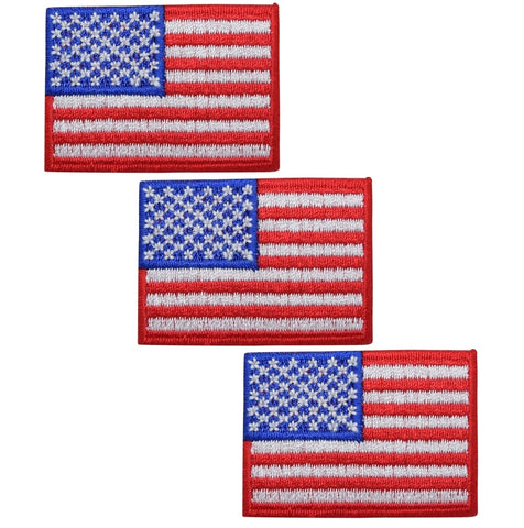 American Flag Applique Patch - USA, United States Badge 2" (3-Pack, Iron on) - Patch Parlor