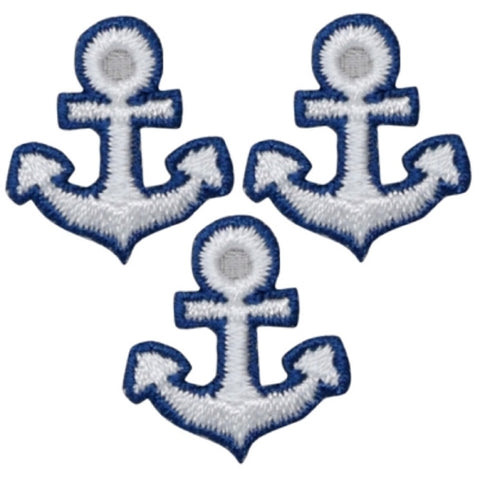 Anchor Applique Patch - Nautical Shield Badge 7/8" (3-Pack, Iron on) - Patch Parlor