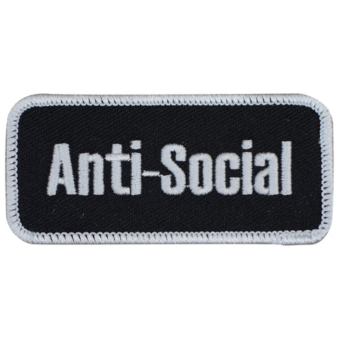 Anti-Social Name Tag Patch - Novelty Funny Badge 3.25" (Iron On)