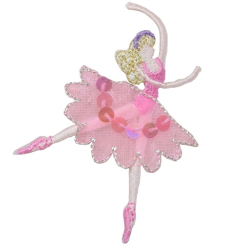 Ballerina Applique Patch - Ballet Dancer Badge, Sequins 3" (Iron on) - Patch Parlor