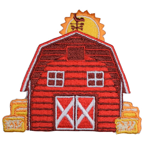 Farmhouse Applique Patch - Red Barn, Farm, Farmer, Rancher Badge 3" (Iron on) - Patch Parlor