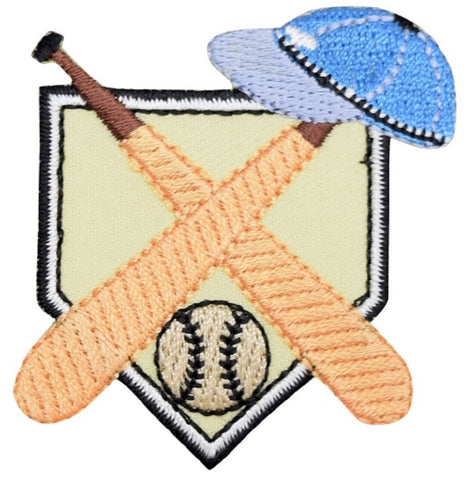 Baseball Applique Patch - Bat, Ball, Cap Badge 2-1/8" (Iron on) - Patch Parlor