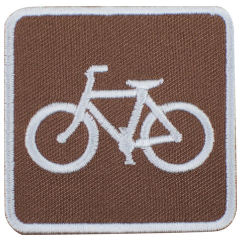 Bike Patch - Bicycle Trail Path Park Sign Recreational Activity Embroidered Badge 2" (Iron Or Sew On)