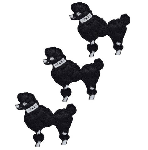 Mini Poodle Applique Patch - Black Dog 1-7/8" (3-Pack, Iron on) - Patch Parlor
