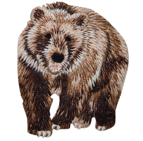 Bear Applique Patch - Brown Grizzly Bear, Animal Badge 2.25" (Iron on) - Patch Parlor