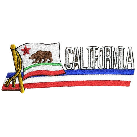 California Patch - CA Flag, Grizzly Bear 4.5" (Iron on) - Patch Parlor