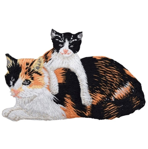 Kitty Cat Applique Patch -  Calico Cat, Kitten 3-3/8" (Iron on) - Patch Parlor