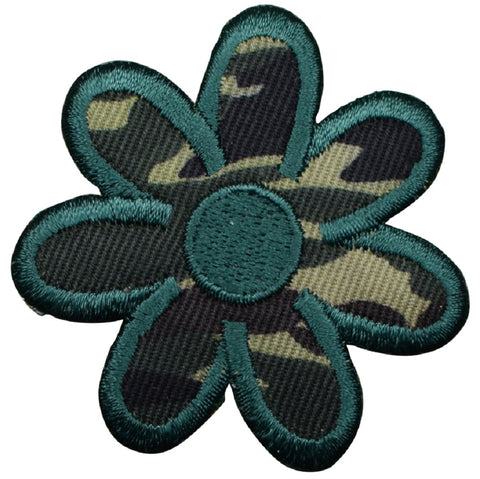 Large Daisy Applique Patch - Camouflage Camo Flower Bloom Badge 2" (Iron on)