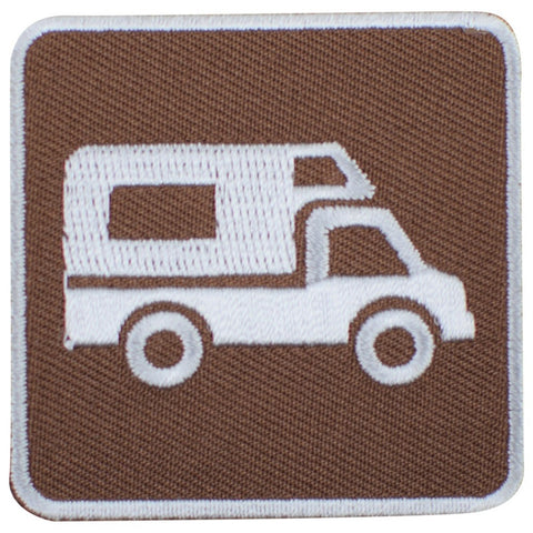 Truck Bed Camper Patch - Slide In Pickup Cabover Camping Sign Embroidered Badge 2" (Iron On)
