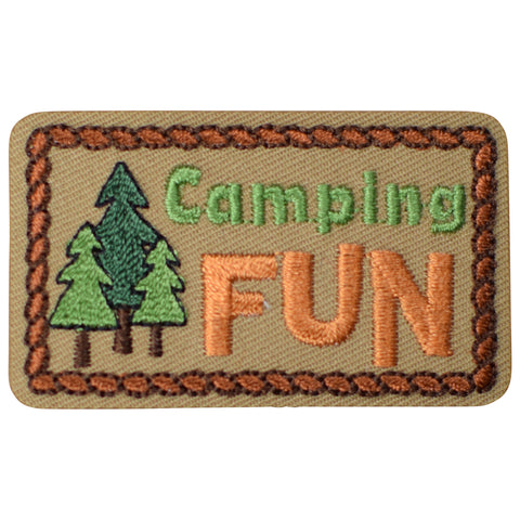 Camping Fun Applique Patch - Camping Hiking Backpacking Badge 2-1/8" (Iron on)