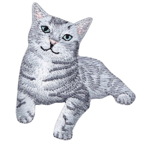 Kitty Cat Applique Patch - Gray Tabby Kitten 2" (Iron on) - Patch Parlor