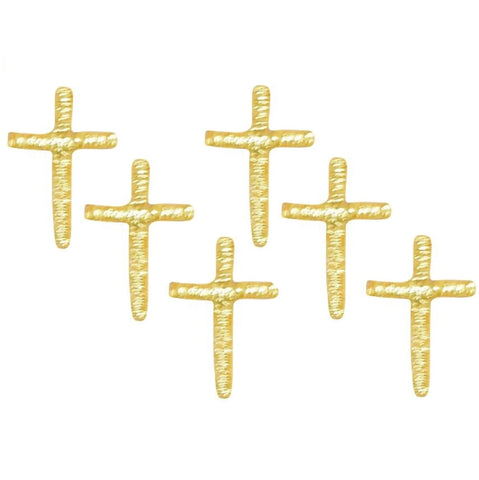 Mini Cross Applique Patch - Gold, Jesus, Christian Badge 1/2" (6-Pack, Iron on) - Patch Parlor