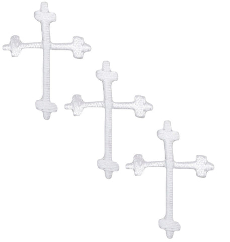 Mini Cross Applique Patch - White, Jesus, Christian 1.25" (3-Pack, Iron on) - Patch Parlor