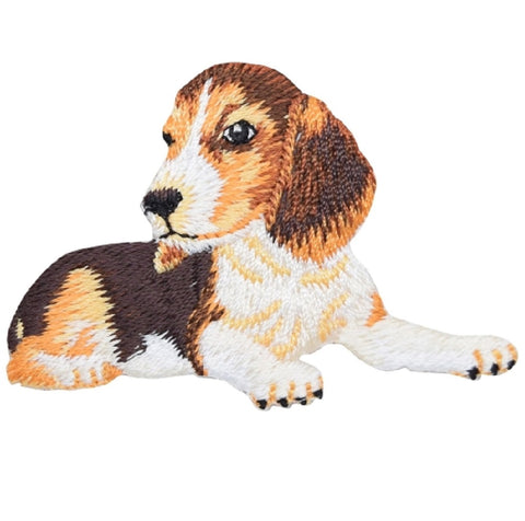 Beagle Dog Applique Patch - Lying Down 2.5" (Iron on) - Patch Parlor