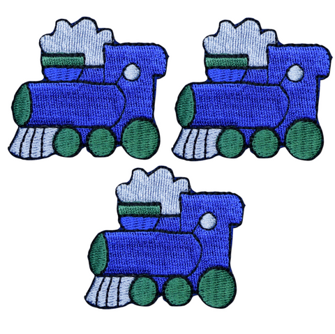 Train Patch Applique - Choo Choo, Steam Engine, Locomotive 2" (3-Pack, Iron on) - Patch Parlor