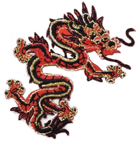 Red Dragon Applique Patch - Power, Strength, Good Luck Badge 3" (Iron on) - Patch Parlor