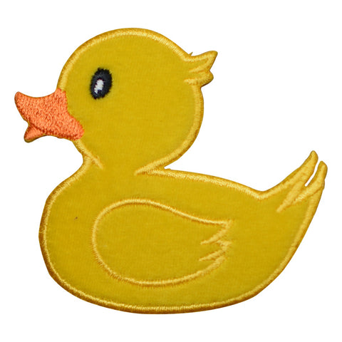 Yellow Rubber Ducky Applique Patch - Duckie Facing Left Embroidered Duck Badge 3" (Iron On)