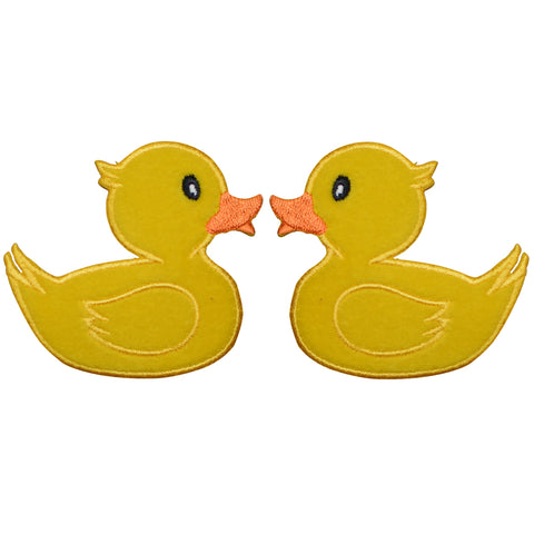 Yellow Rubber Ducky Applique Patch Set - Duckie, Duck Badge 3" (2-Pack, Iron on)
