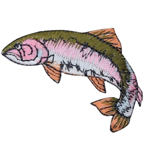 Fish Applique Patch - Rainbow Trout, Fishing Badge 2-1/8" (Iron on) - Patch Parlor
