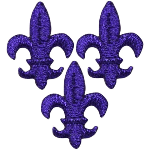 Purple Fleur De Lis Applique Patch - Cross, Saints Badge 1.75" (3-Pack, Iron on) - Patch Parlor